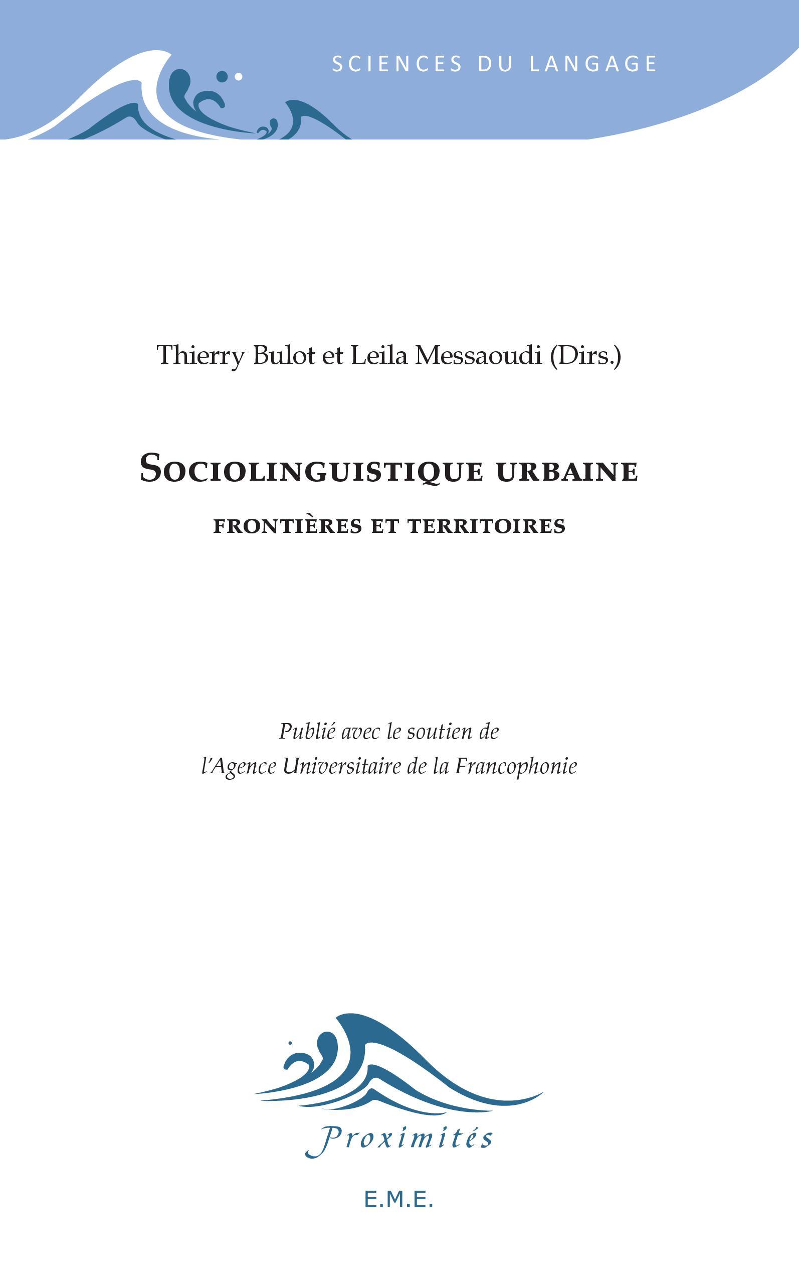 Sociolinguistique urbaine, Frontières et territoires (9782930342320-front-cover)