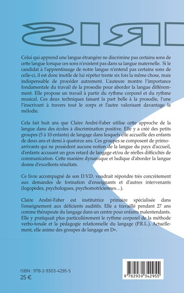 La langue en mouvements, Méthode de sensibilisation a la phonologie du français (9782930342955-back-cover)