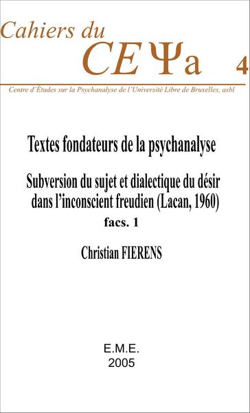 Textes fondateurs de la psychanalyse, - Fasc. 1 (9782930342634-front-cover)