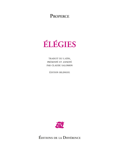 Elégies - Edition bilingue français-latin (9782729118990-front-cover)