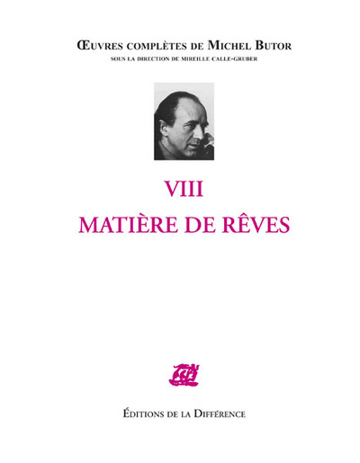 Oeuvres complètes VIII matière de rêves (9782729117849-front-cover)