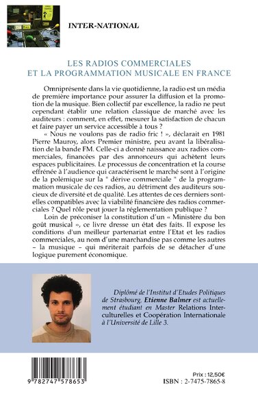 Les radios commerciales et la programmation musicale en France, Economie de la culture (9782747578653-back-cover)