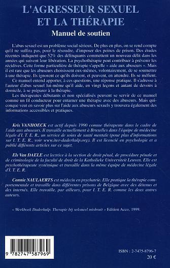 L'agresseur sexuel et la thérapie, Manuel de soutien (9782747587969-back-cover)
