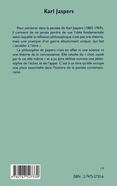 KARL JASPERS, Philosophie (9782747527330-back-cover)