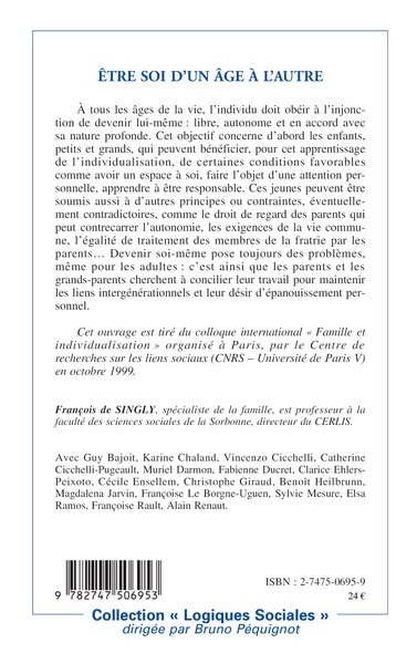 ÊTRE SOI D'UN ÂGE À L'AUTRE, Famille et individualisation - Tome 2 (9782747506953-back-cover)