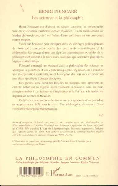 HENRI POINCARÉ, Les sciences et la philosophie (9782747504409-back-cover)