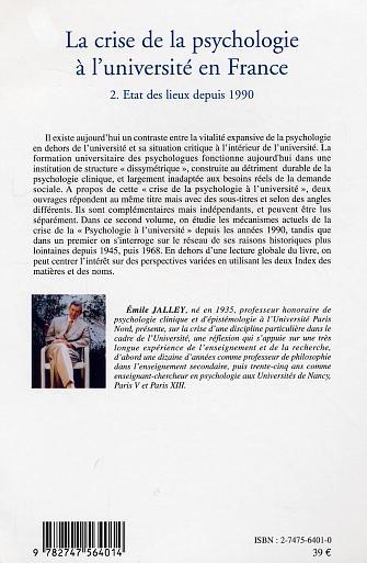 La crise de la psychologie à l'université en France, 2. Etat des lieux depuis 1990 (9782747564014-back-cover)