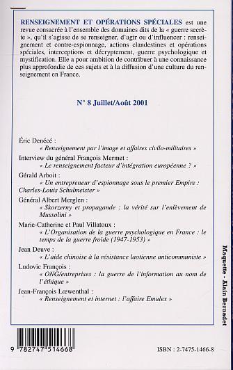 Renseignement et opérations spéciales, RENSEIGNEMENT et OPÉRATIONS SPÉCIALES N° 8 (9782747514668-back-cover)