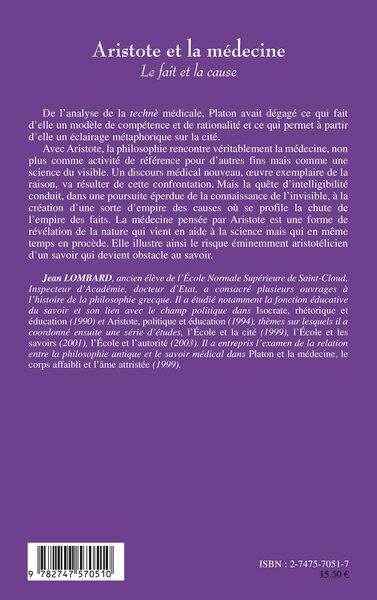 Aristote et la médecine, Le fait et la cause (9782747570510-back-cover)
