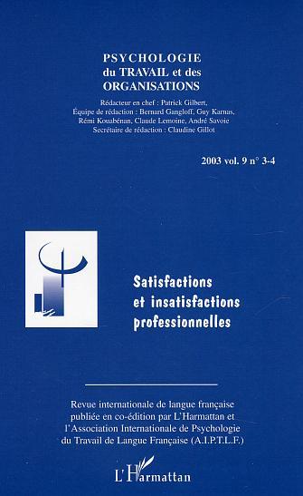 Psychologie du travail et des organisations, Satisfactions et insatisfactions professionnelles (9782747558365-front-cover)