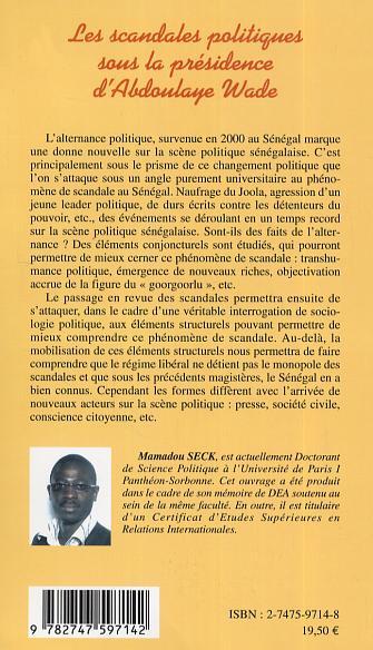 Les scandales politiques sous la présidence d'Abdoulaye Wade (9782747597142-back-cover)