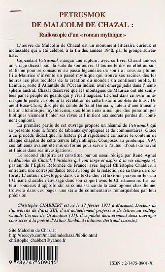 PETRUSMOK DE MALCOM DE CHAZAL, Radioscopie d'un "roman mythique" (9782747509015-back-cover)