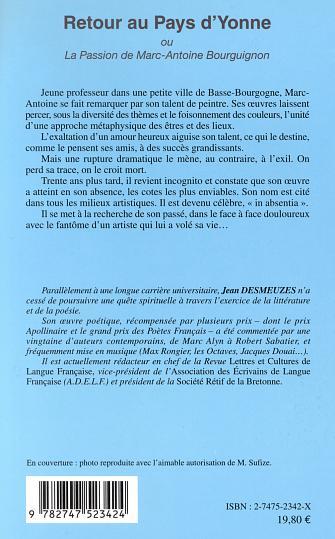 RETOUR AU PAYS D'YONNE, ou La Passion de Marc-Antoine Bourguignon (9782747523424-back-cover)
