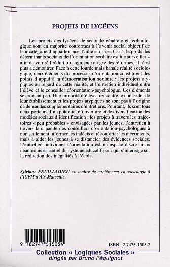 PROJETS DE LYCÉENS, Orientation et projets en classe de seconde générale et technologique (9782747515054-back-cover)