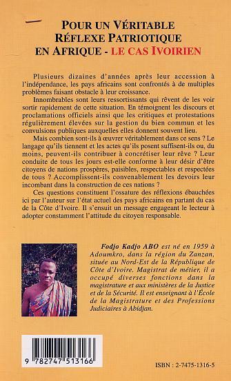 POUR UN VÉRITABLE RÉFLEXE PATRIOTIQUE EN AFRIQUE, Le cas ivoirien (9782747513166-back-cover)