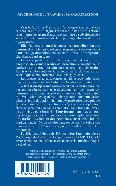 Psychologie du travail et des organisations, L'engagement (9782747545525-back-cover)