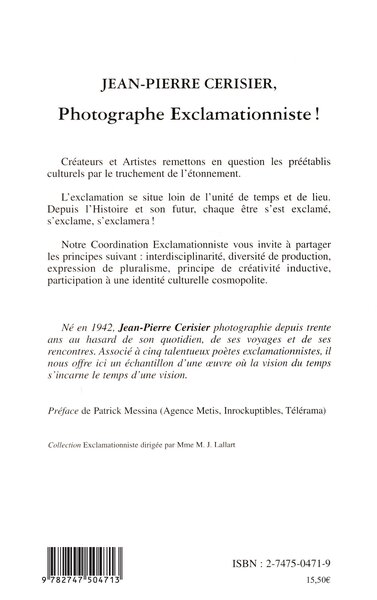 PHOTOGRAPHE EXCLAMATIONNISTE ! (9782747504713-back-cover)