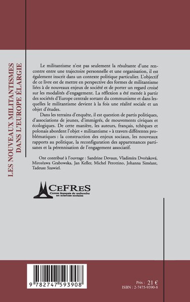 Les nouveaux militantismes dans l'Europe élargie (9782747593908-back-cover)