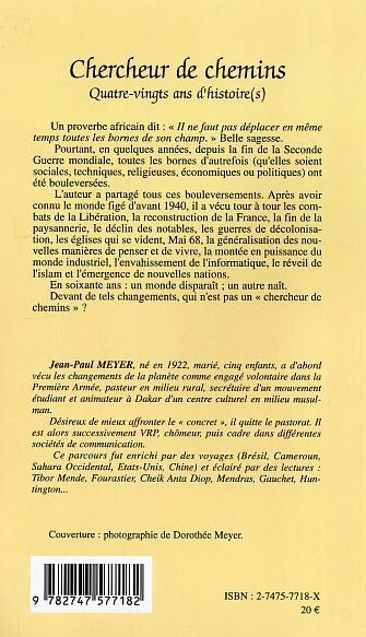 Chercheur de chemins, Quatre-vingts ans d'histoire(s) (9782747577182-back-cover)
