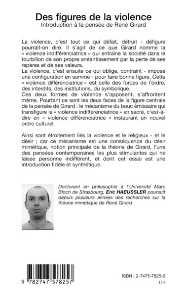 Des figures de la violence, Introduction à la pensée de René Girard (9782747578257-back-cover)