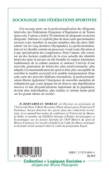 Sociologie des fédérations sportives, La professionnalisation des dirigeants bénévoles (9782747568913-back-cover)