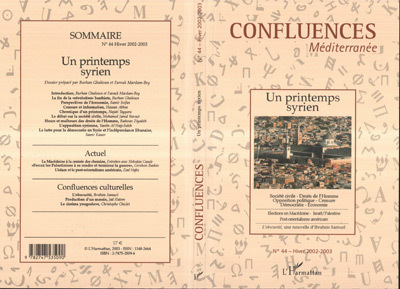 Confluences Méditerranée, Un printemps syrien (9782747535090-front-cover)