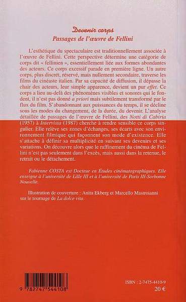 Devenir corps, Passages de l'uvre de Fellini (9782747544108-back-cover)