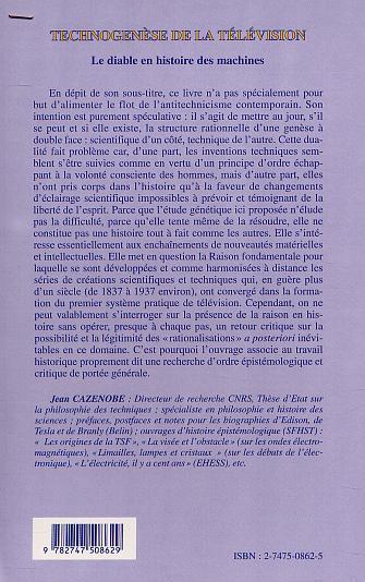 TECHNOGENÈSE DE LA TÉLÉVISION, Le diable en histoire des machines (9782747508629-back-cover)