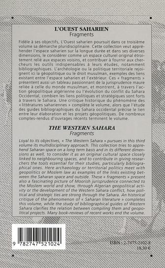 L'Ouest Saharien, FRAGMENTS, Cahiers d'Etudes Pluridisciplinaires - Volume 3 (9782747521024-back-cover)