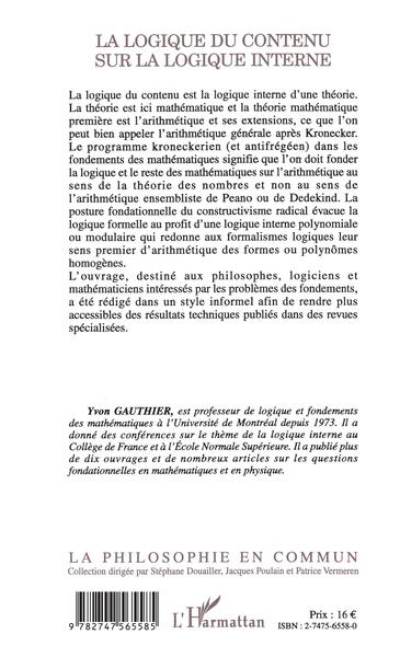 La logique du contenu sur la logique interne (9782747565585-back-cover)