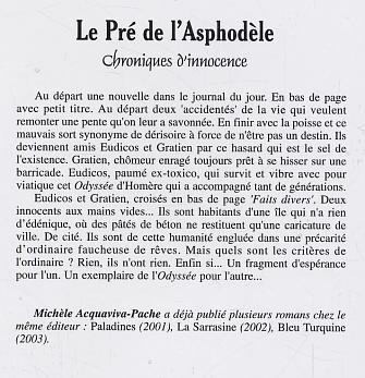 Le Pré de l'Asphodèle, Chroniques d'innocence (9782747573641-back-cover)