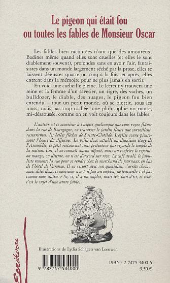 LE PIGEON QUI ETAIT FOU OU TOUTES LES FABLES DE MONSIEUR OSCAR (9782747534000-back-cover)