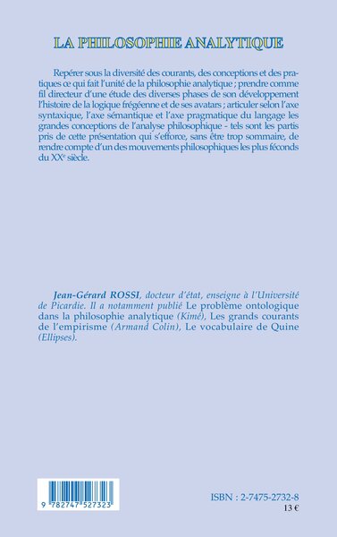 LA PHILOSOPHIE ANALYTIQUE (9782747527323-back-cover)