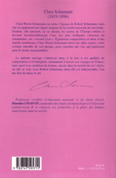 Clara Schumann, 1819-1896 - Voyages en France (9782747595711-back-cover)