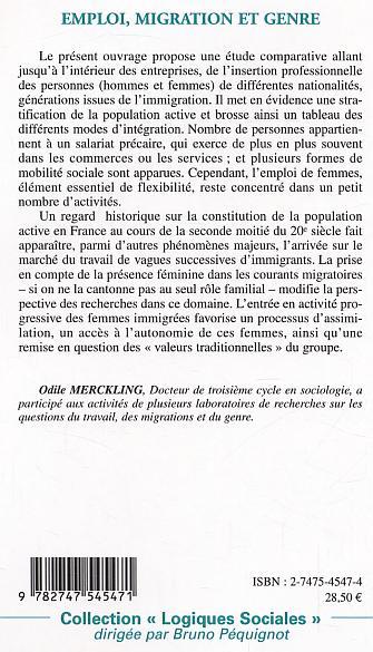 Emploi migration et genre, Des années 1950 aux années 1990 (9782747545471-back-cover)