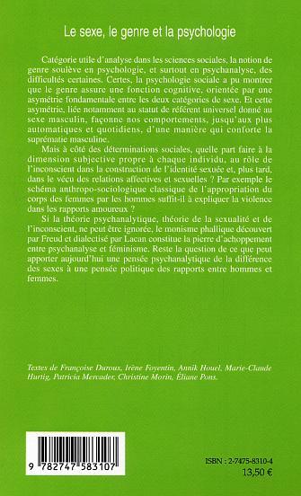 Le sexe, le genre et la psychologie (9782747583107-back-cover)