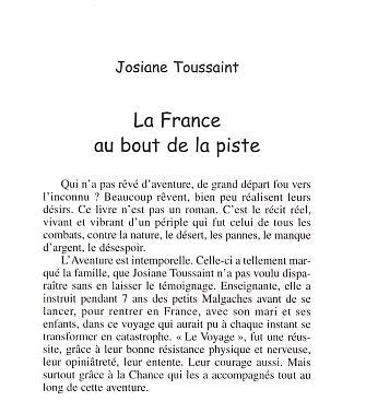 La France au bout de la piste, La traversée de l'Afrique en voiture de tourisme de Madagascar en France en passant par le Sahara (9782747544634-back-cover)