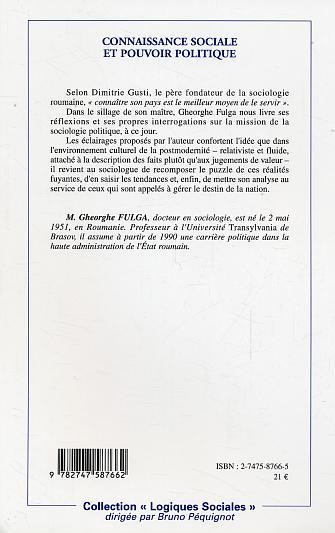 Connaissance sociale et pouvoir politique, Études de sociologie politique (9782747587662-back-cover)