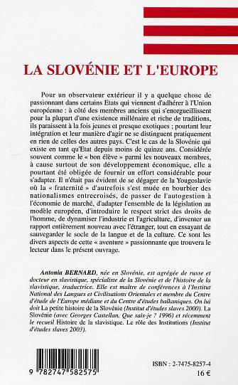 La Slovénie et l'Europe, Contributions à la connaissance de la Slovénie actuelle (9782747582575-back-cover)