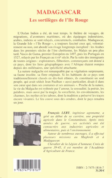 MADAGASCAR LES SORTILÈGES DE L'ILE ROUGE (9782747518161-back-cover)