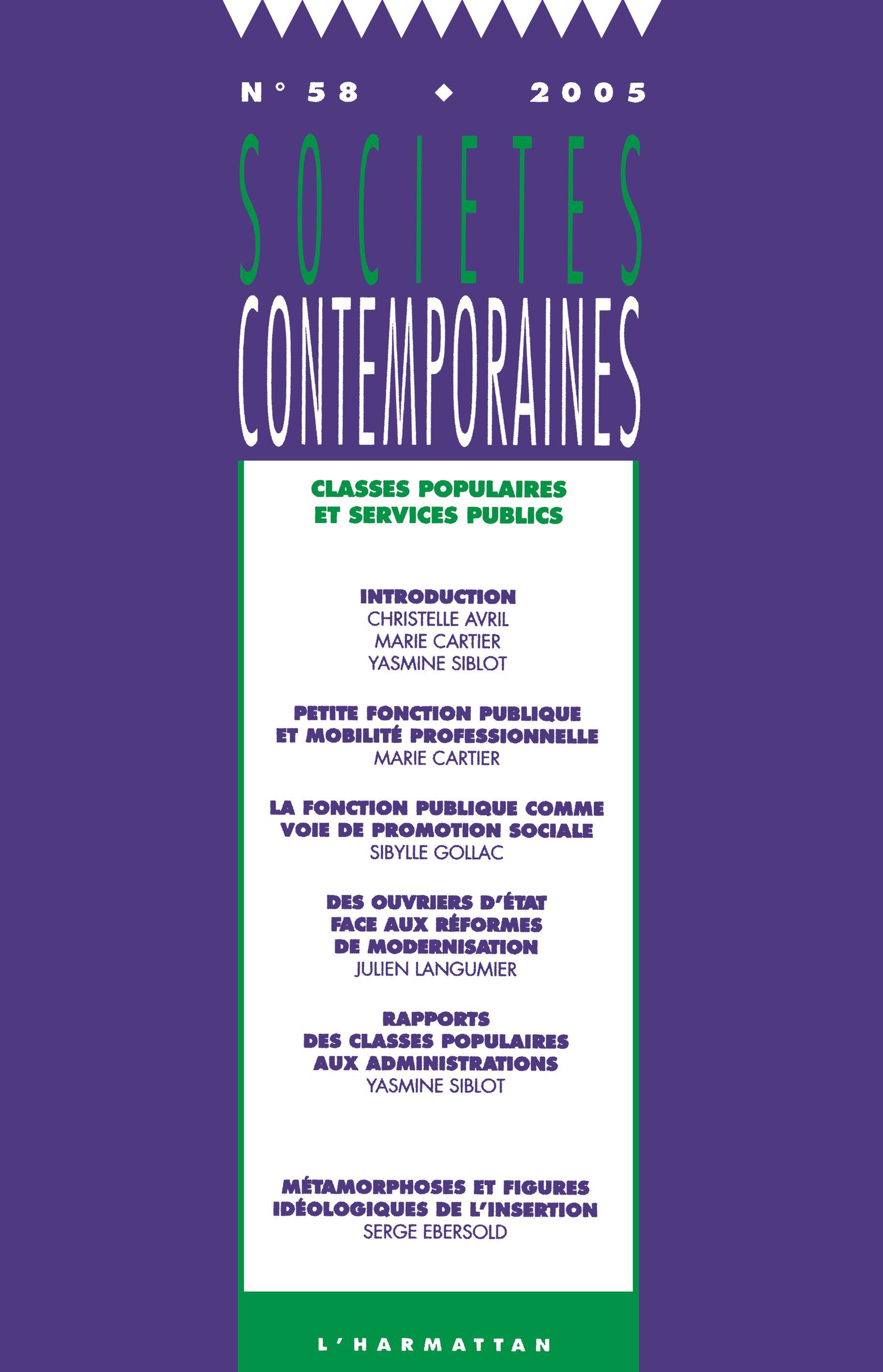 Sociétés Contemporaines, Classes populaires et services publics (9782747591027-front-cover)