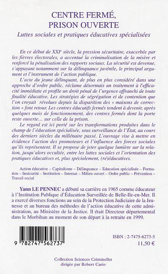 Centre fermé, prison ouverte, Luttes sociales et pratiques éducatives spécialisées (9782747562737-back-cover)