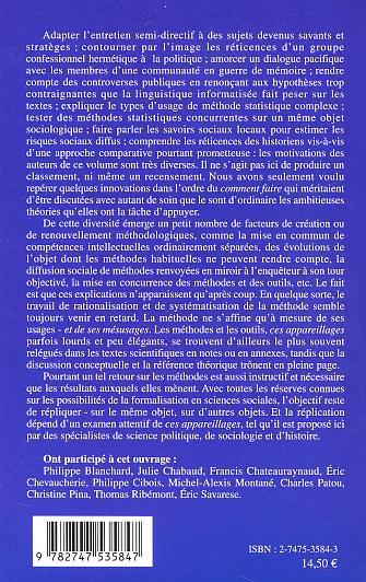 METHODES ET OUTILS DES SCIENCES SOCIALES, Innovation et renouvellement (9782747535847-back-cover)