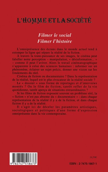 L'Homme et la Société, Filmer le social, filmer l'histoire (9782747518673-back-cover)