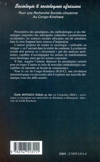 SOCIOLOGIE ET SOCIOLOGUES AFRICAINS (9782747513111-back-cover)