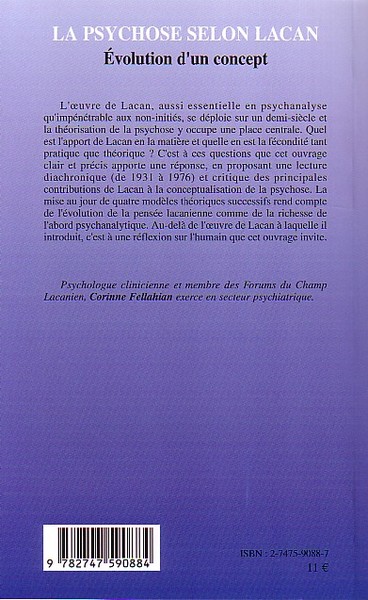 La psychose selon Lacan, Evolution d'un concept (9782747590884-back-cover)