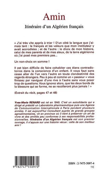 Amin, Itinéraire d'un algérien français (9782747550970-back-cover)