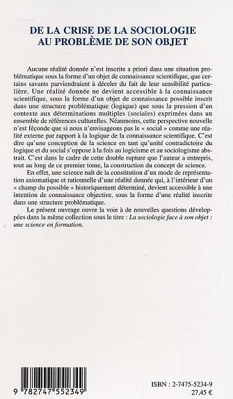 De la crise de la sociologie au problème de son objet (9782747552349-back-cover)