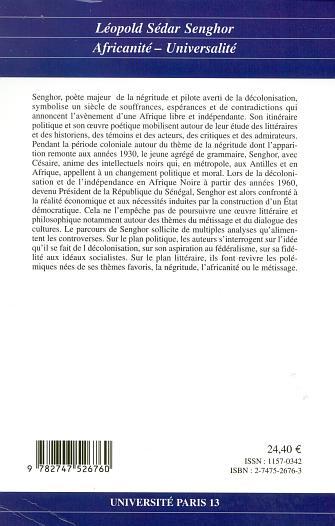 Itinéraires et Contacts de cultures, Léopold Sédar Senghor (31 bis), Africanité et Universalité (9782747526760-back-cover)