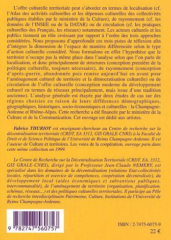 L'offre artistique et patrimoniale en région, Proximité et rayonnement culturels (9782747560757-back-cover)